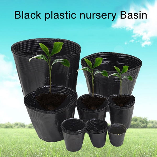 100Pcs Garden Plant Grow Pot Flowerpot Plastic Pouch Nursery Raising Bag Decor 100Pcs Garden Plant Grow Pot Flowerpot Plastic Pouch Nursery Raising Bag Decor